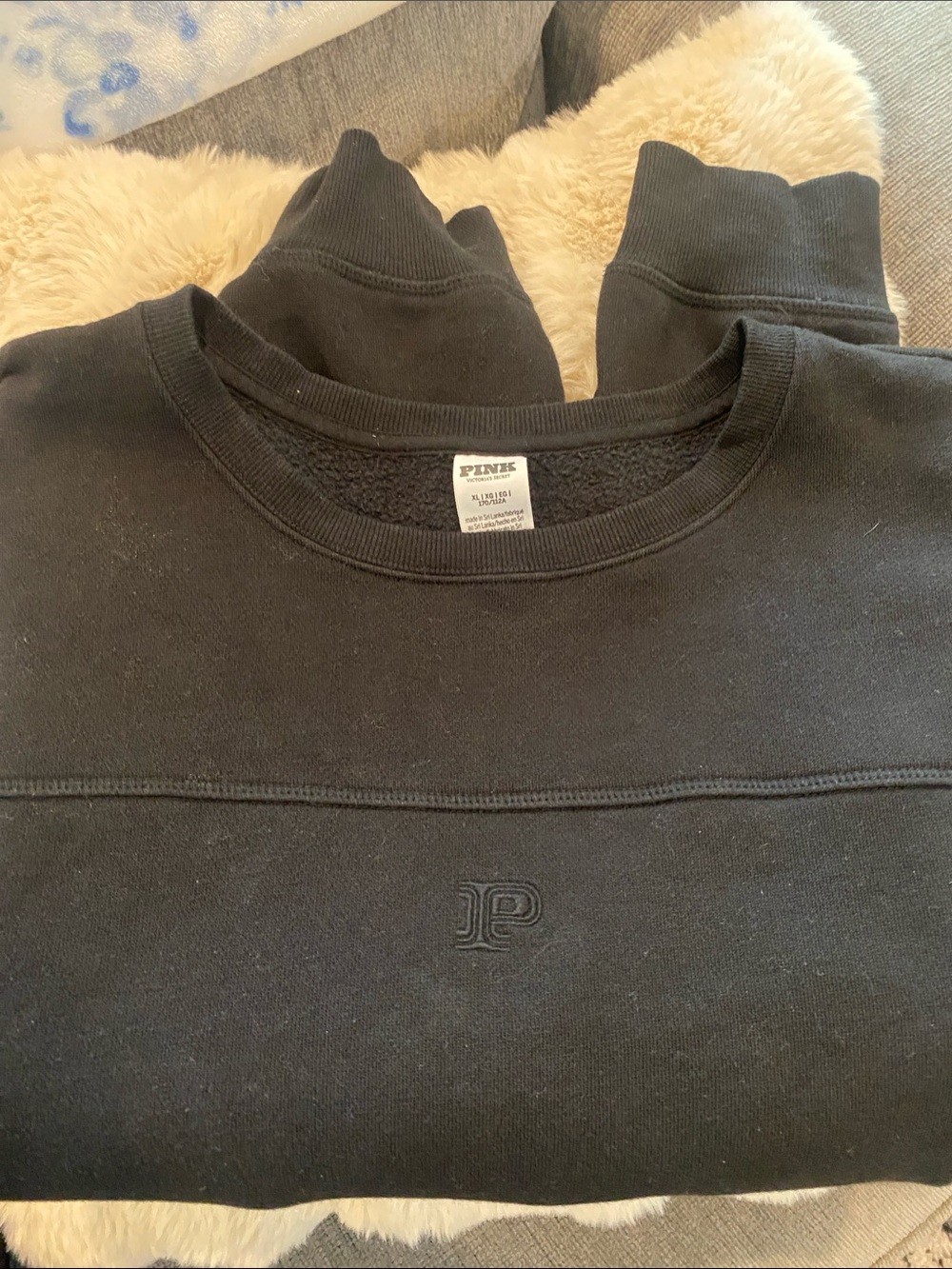 PINK Victoria's Secret Black Cropped Sweatshirt with Subtle Logo